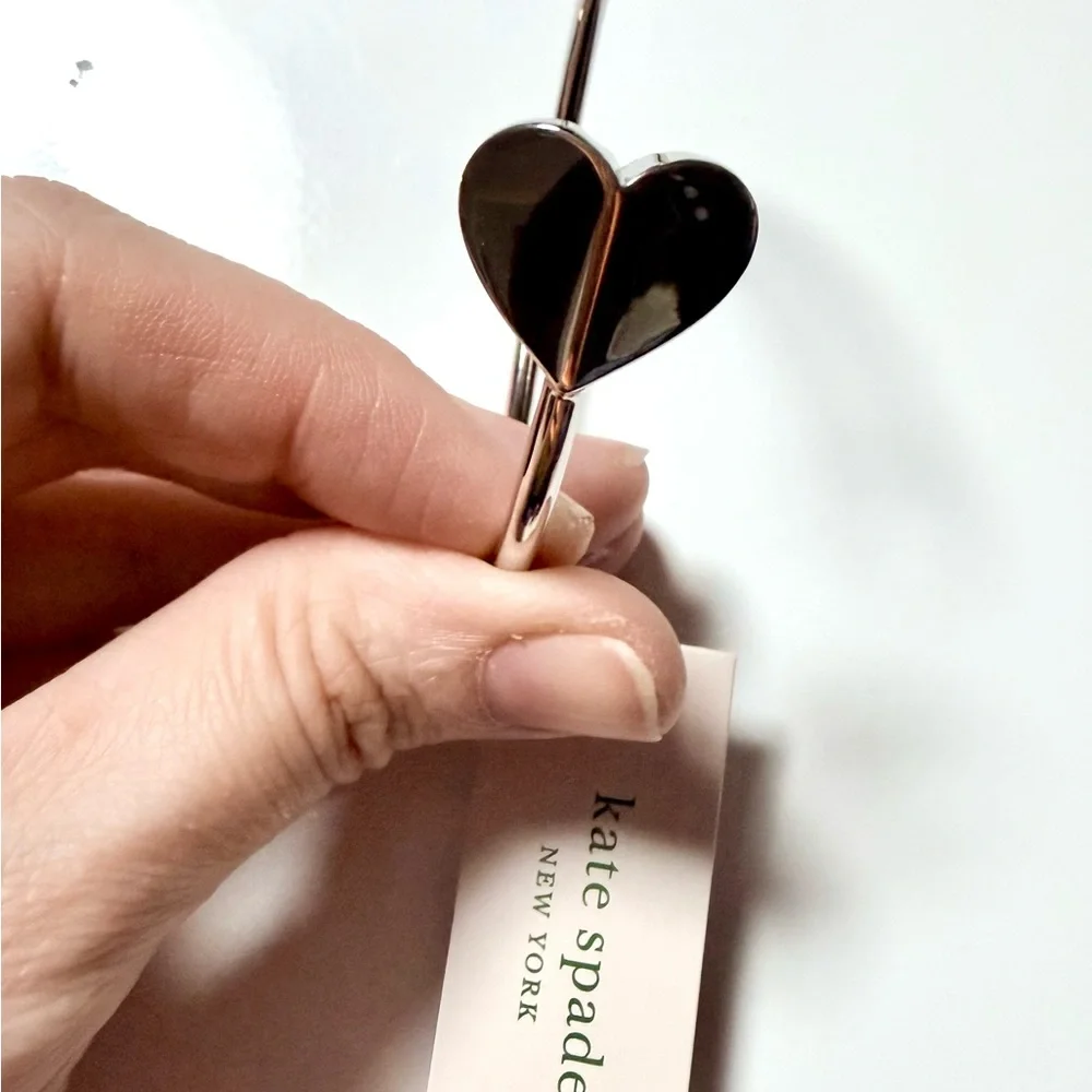 NWTKate spade silver heart arrow open bangle bracelet - Picture 11 of 12